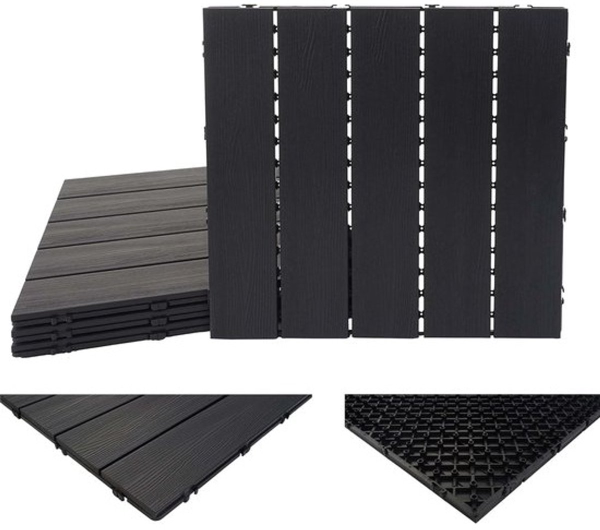 Vloertegels - Terras- en balkontegels - Voor een fraaie buitenruimte - 3D-structuur - 50x50cm voor 1m2 - Antraciet