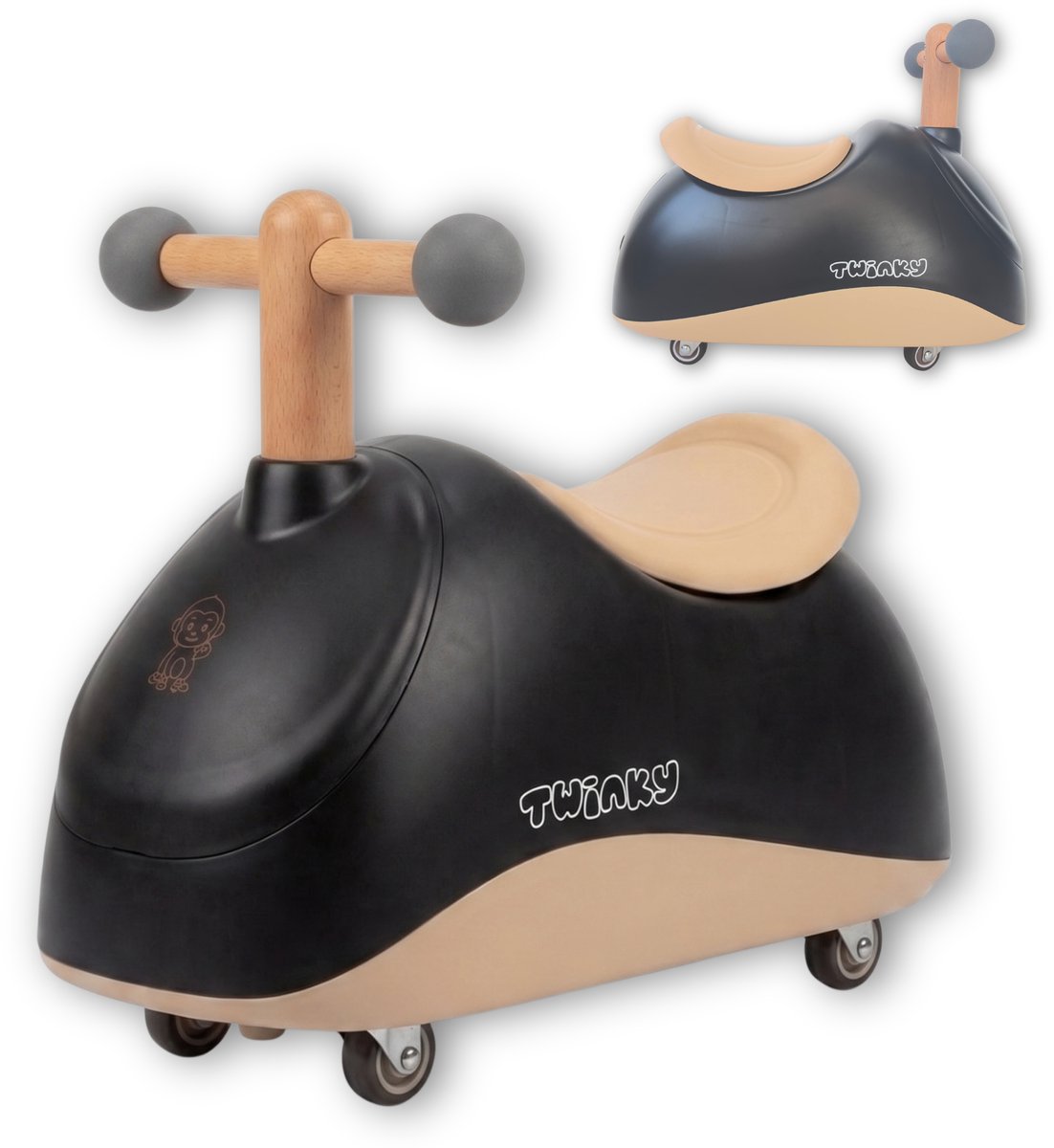Twinky Scooty — Loopauto voor Jongen en Meisje - Interactieve Loopscooter met stuur voor Peuters — Creme