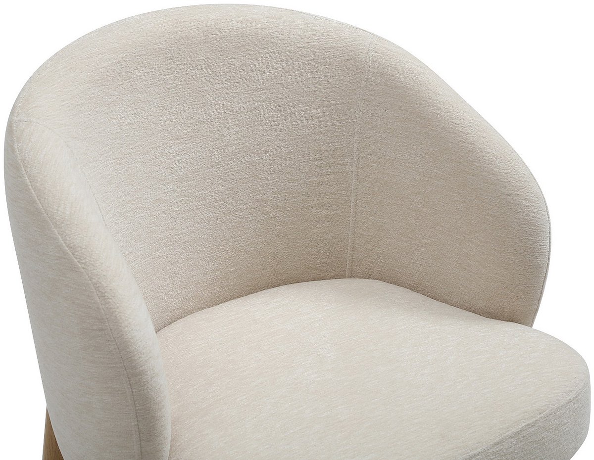Vente-unique Set van 2 stoelen in gestructureerde stof en metaal met houtlook - Beige en naturel - KIZEMA