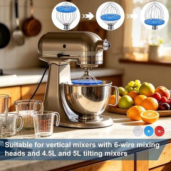 Anti-spetter geluidsscherm voor mixers - 14 cm spatbescherming, silicone, transparant, keukenaccessoire — afbeelding 4