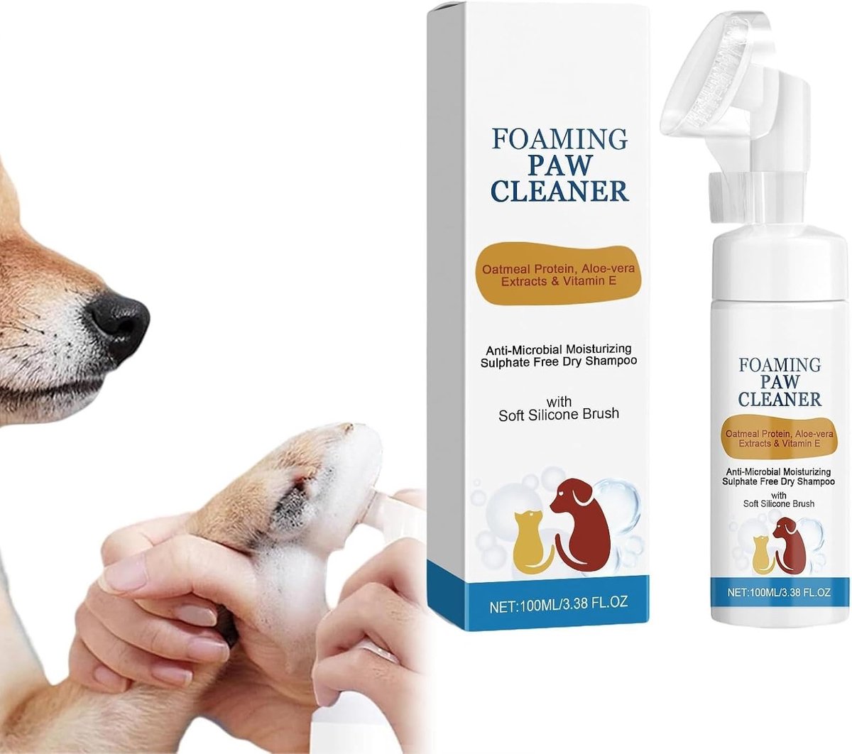 Hond en Kat Voetreiniger, Schuim voor het Reinigen van Pootjes, Dierlijke Voetverzorging, Voetverzorging, Dierverzorging, 100ml