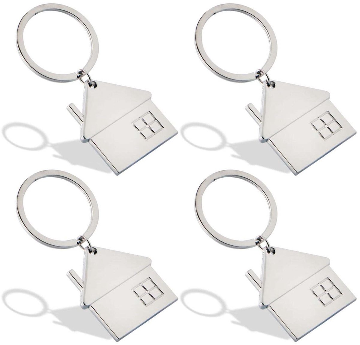 EUPSIIU 4-delig sleutelhangerset voor thuis, sleutelhangers van zinklegering, sleutelhangers in huisvorm, creatieve - ShopVlot