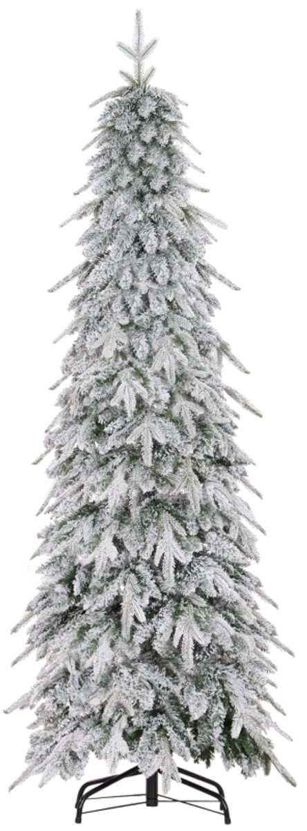 Kunstmatige Kerstboom – 180 cm – 600 Takken – Kunstsneeuw – Metaalvoet – Groen Wit – Auto-openend