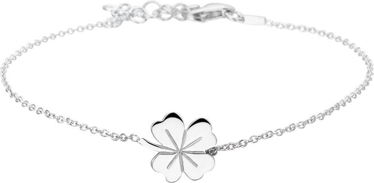 Glams Dames Armband Klaver 1,0 mm 17 + 3 cm - Zilver