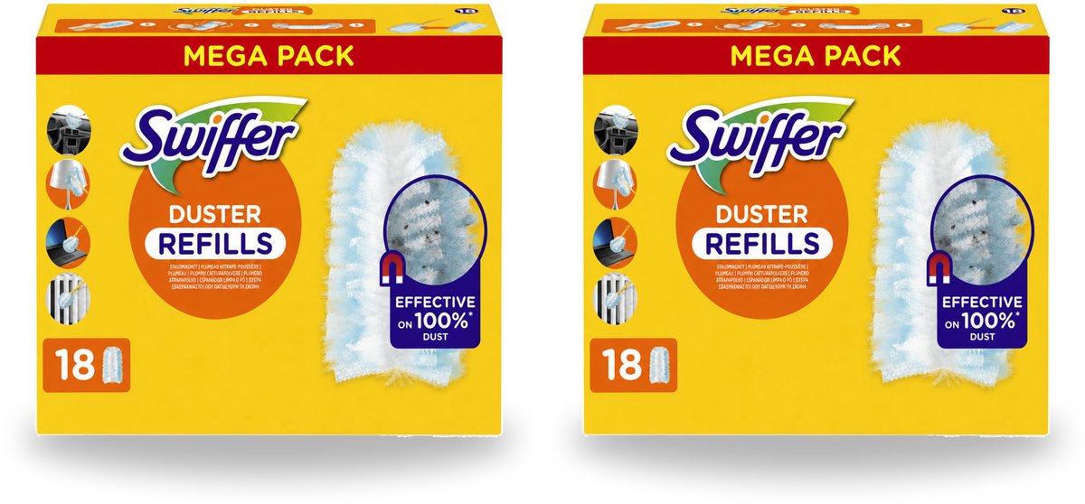 2 x Swiffer - Duster – Voor Stofwisser – 18 navullingen - Voordeelverpakking - 2 stuks