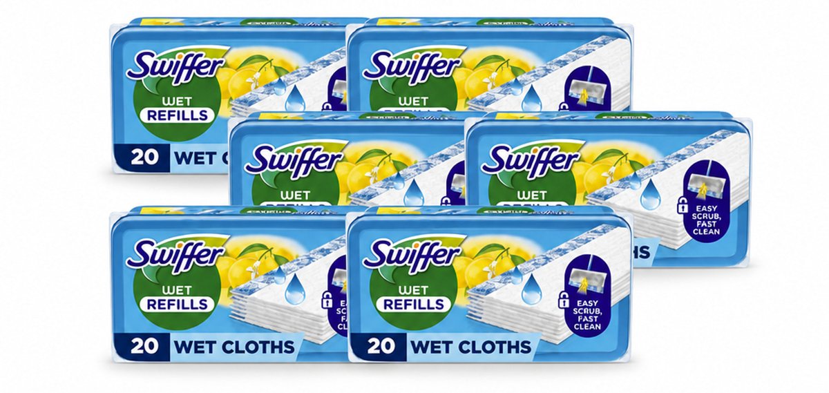 6 x Swiffer - Vloerdoekjes – Citrus Fresh – 20 doekjes - Voordeelverpakking - 6 stuks