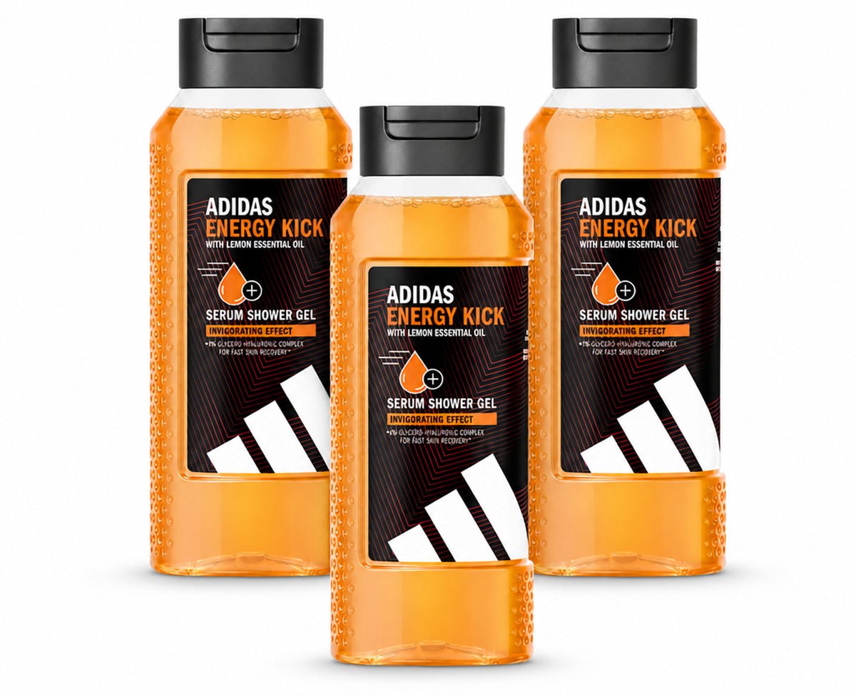 3 x Adidas – Douchegel – Active Skin & Mind Energy Kick – 250 ml - Voordeelverpakking - 3 stuks