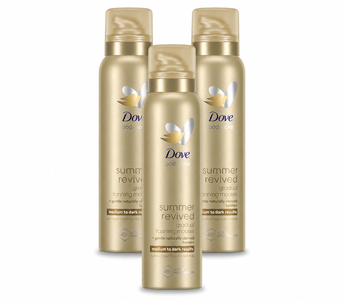 3 x Dove – Bodymousse – Summer Revived Medium-Dark – 150 ml - Bulkverpakking - 3 stuks