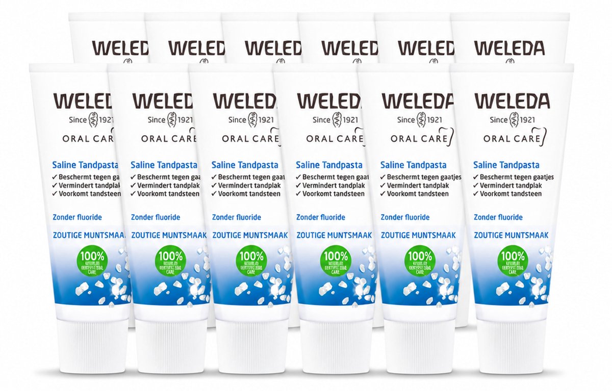 12 x WELEDA - Tandpasta Saline - 75ml - Voordeelverpakking - 12 stuks