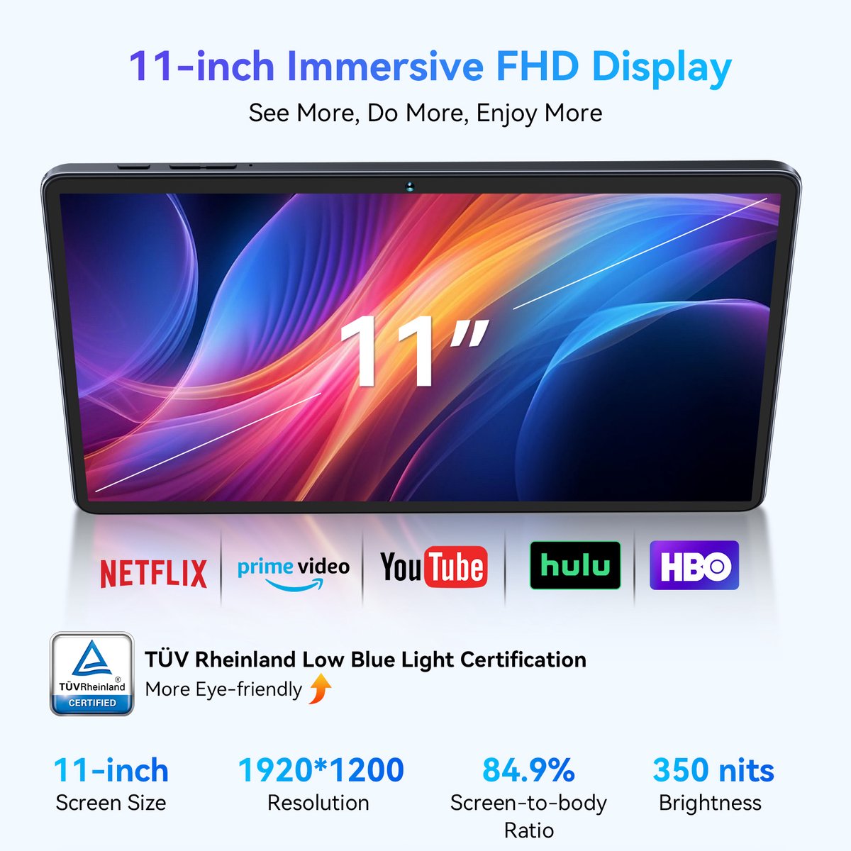 Tablet Android 11 Inch - 24 GB RAM 256 GB Opslag - IPS Scherm - Android 15 Systeem - Dual 4G LTE + 5G WiFi