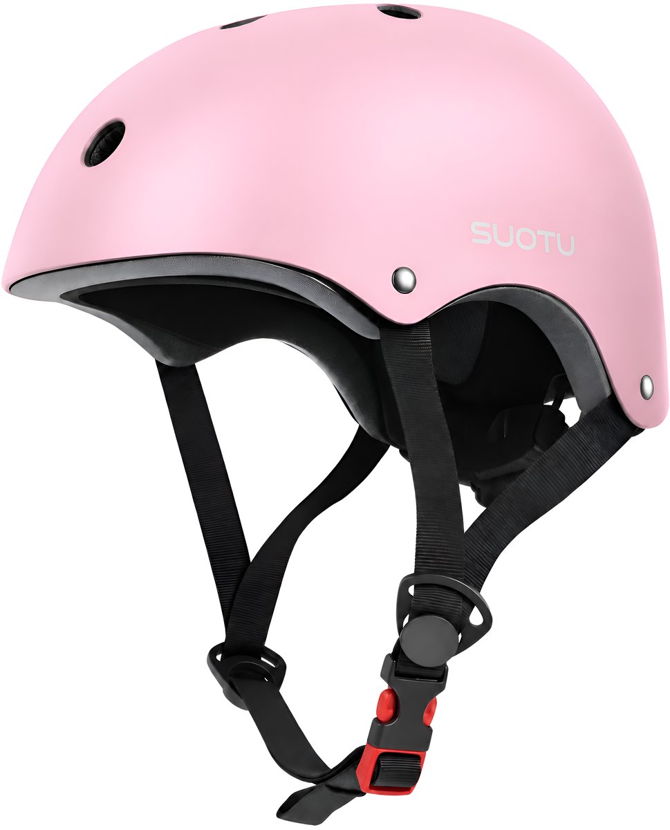Suotu Kinderhelm - Verstelbare Fietshelm & Skatehelm - Voor Fietsen, Steppen, Skateboarden & BMX - Maat S - Roze