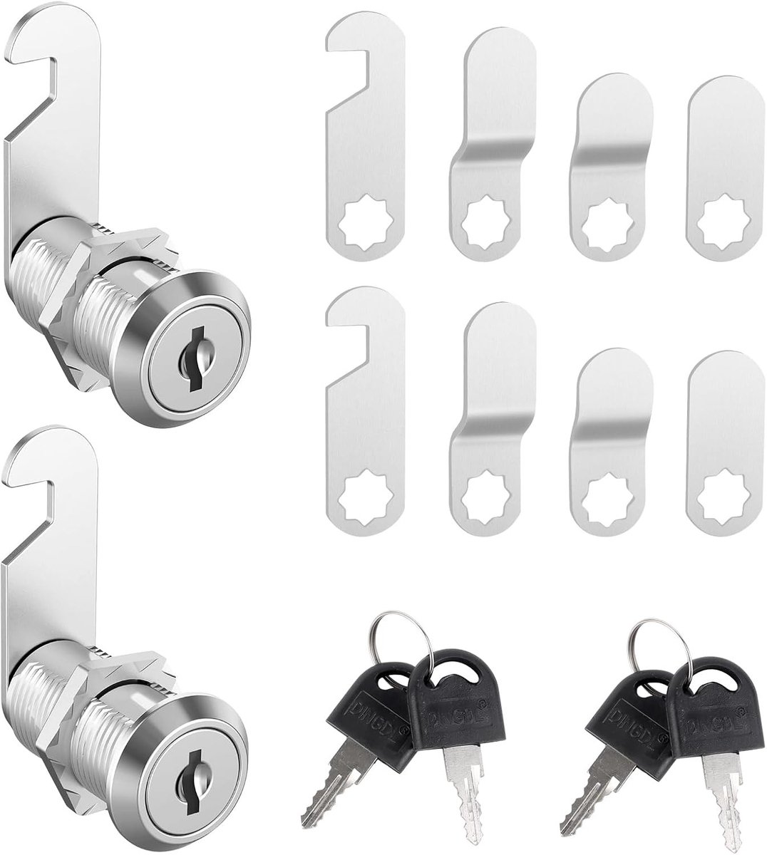 Achterklepslot - Zinklegering - 16 mm cilinderlengte - Meubel- en brievenbusslot met 5 sluitplaten en 4 sleutels - Voor kastdeuren en laden
