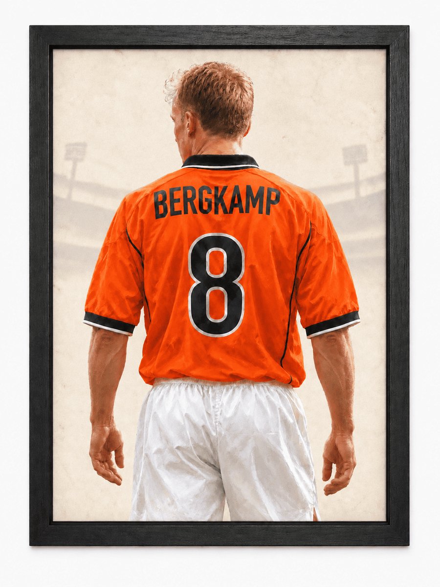 Dennis Bergkamp Poster | WK 1998 Nederlands Elftal | Inclusief Zwarte A4 Lijst