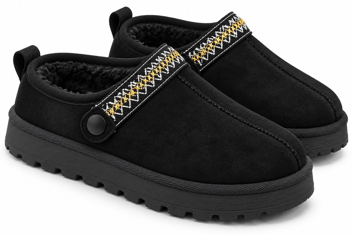 Dames Pantoffels – Warme Sloffen – Zachte Voering – Maat 38 – Zwart – Valt klein, bestel 1 maat groter