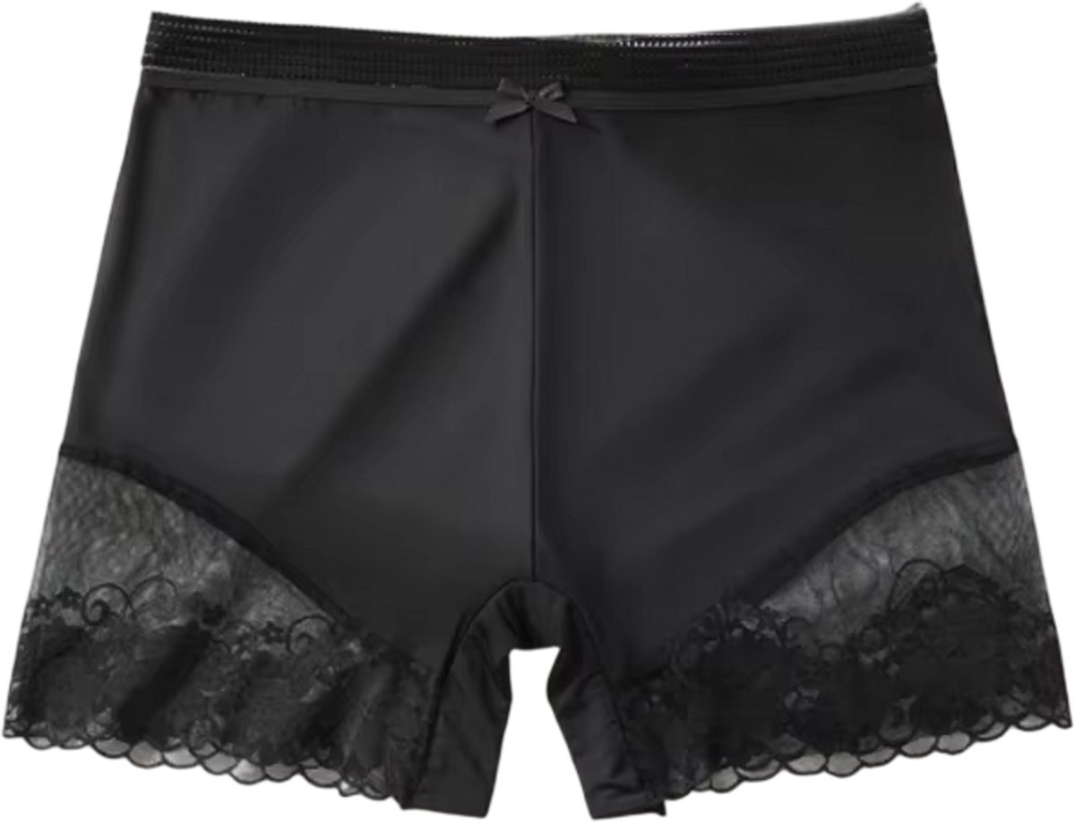 Dames Mid-Rise Slip met Kant – Comfortabel Ademend Stretch Ondergoed, Sexy Damesonderbroek - Zwart - Maat S