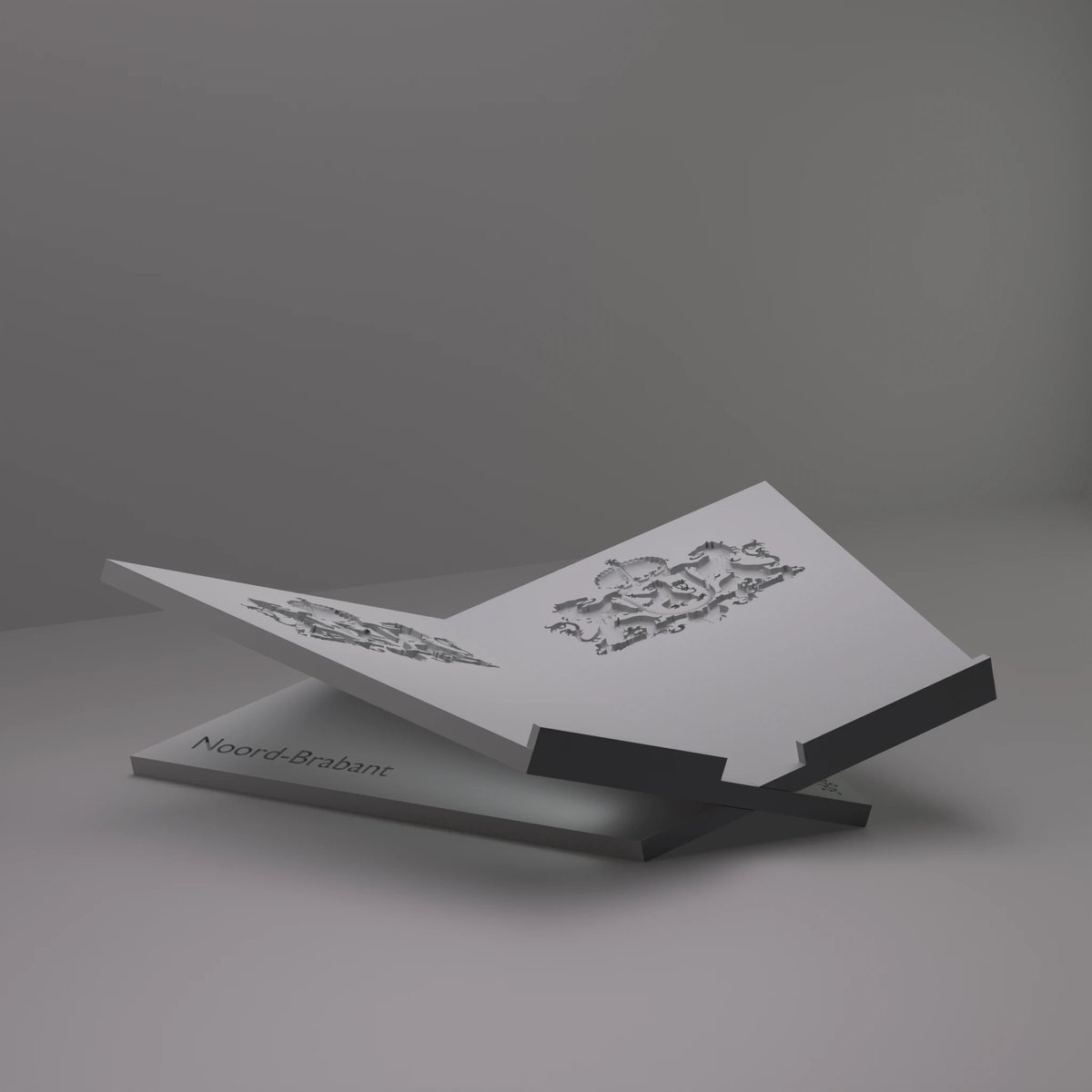 3d-gezellig Grote Boekenstandaard Noord-Brabant - Boekensteun - Boekenhouder - Book Holder - 46*31*12 cm - Grijs - 100% gerecycled PLA (bioplastic)