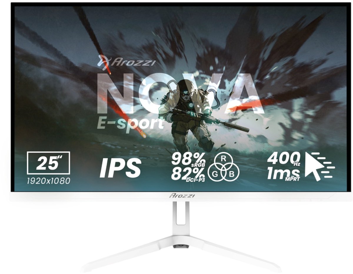 Arozzi Nova 25" E-Sport Gaming Monitor - Full HD IPS - 400Hz - Wit