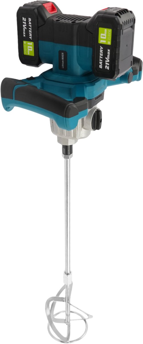 Draagbare Betonmixer Elektrisch - EU Plug 1200 W - 21 V Lithium Batterij - 6 Snelheden - Kunststof En Aluminium - Voor Bouw En Verf Menging