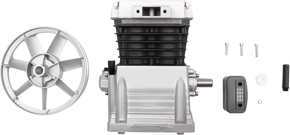 Luchtcompressor Zuigercompressor - 2 Cilinders - 3 PK Vermogen - Aluminium En Ijzer - Zilver - Voor Diverse Toepassingen