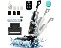 Grenintol Vloerreiniger 3-in-1 – Nat- en Droog Stofzuiger – Met Dweilfunctie – 15kPa – 180° Platliggend – Zelfreiniging met Geëlektrolyseerd Water – Automatische Droging – Dubbelzijdige Randreiniging – 35 Min Accuduur – Zilver