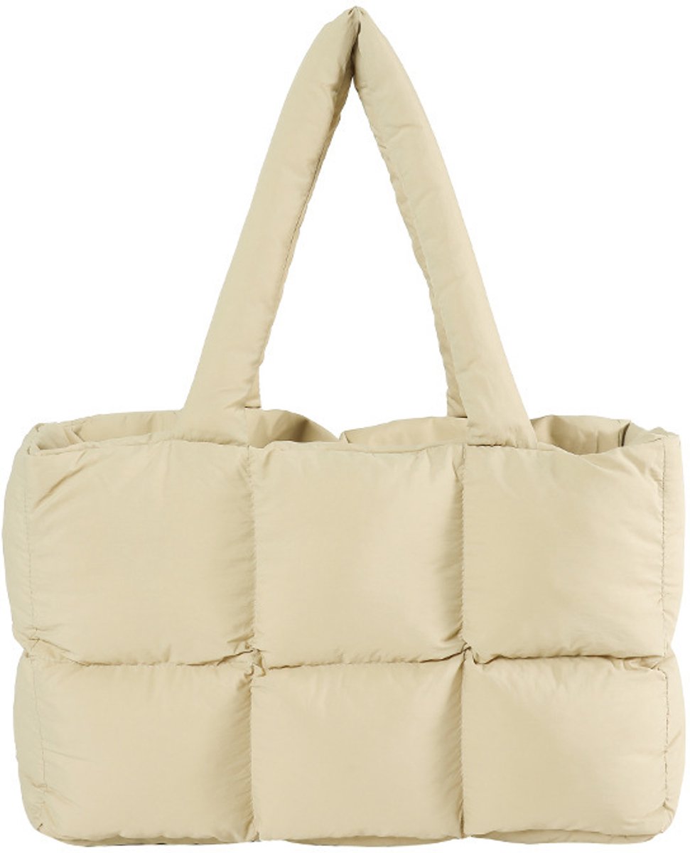 Grote zachte poffer tas - schouder‑ en handtas, donsstof wolken tote tas, schouder‑en kruislichaam stoffen tas-Kaki