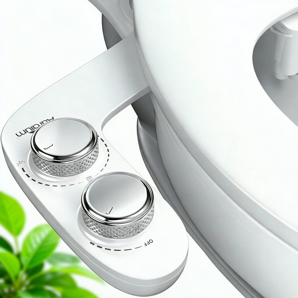 Auralum Max Ultra Slim Bidet Opzetstuk voor Toiletbril - Twee straalstanden & Verstelbare Waterdruk - 3 Functies (Bil, Vrouw&Zelfreiniging) - RVS Aansluiting - Toilet Bidet Opzetstuk - Wit&Chroom