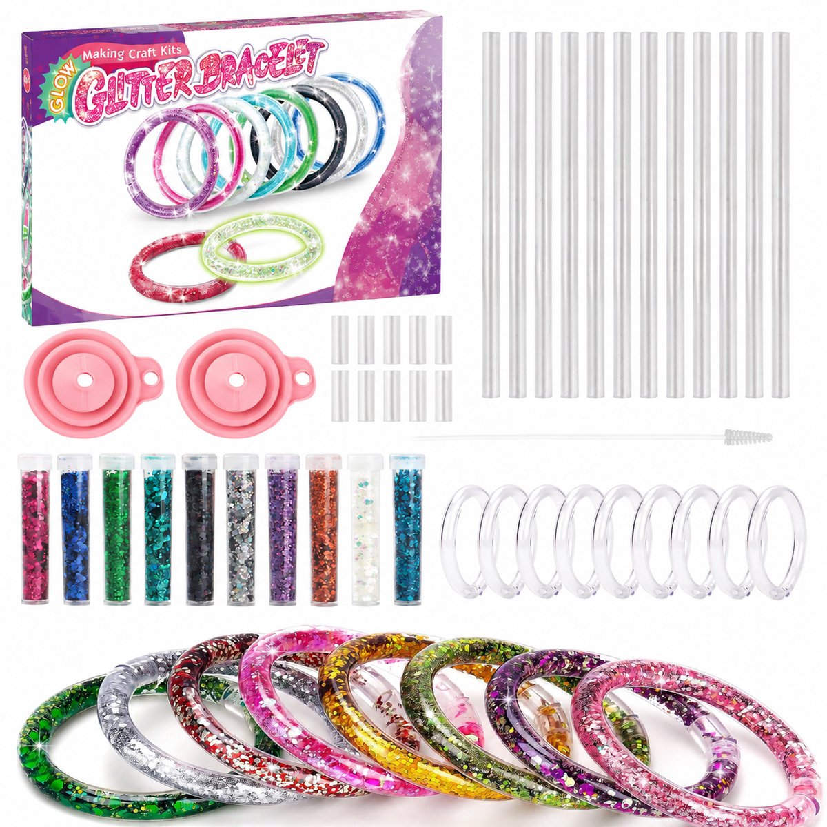 Geschenken voor 5 6 7 8 9 Jaar Oude Meisje, Kunst en Ambachten Kits voor Kinderen leeftijd 4-6-8, Glitter Armbanden Maken Kits voor Kinderen Meisjes leeftijd 4-6, Doe-Het-Zelf Armbanden Ambachten Set
