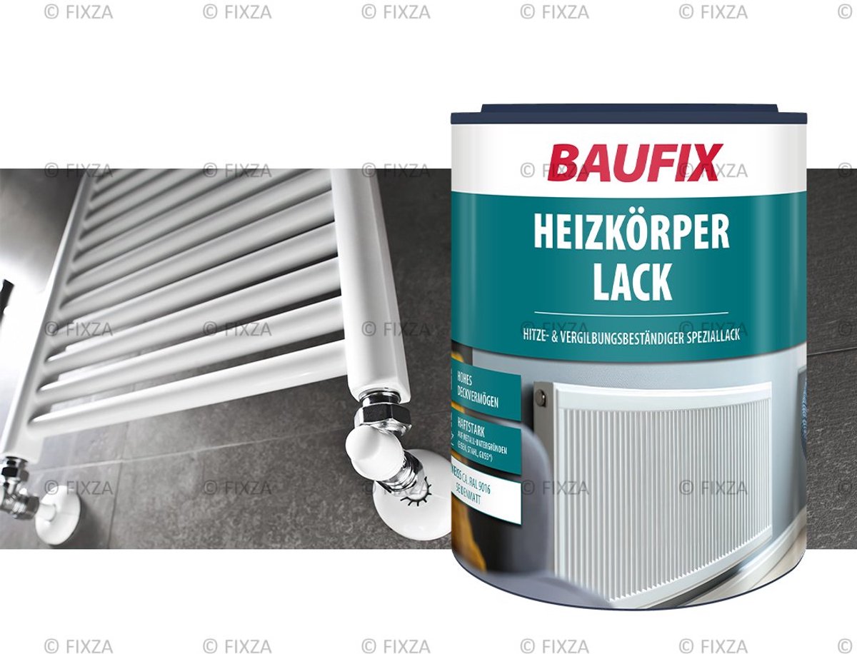 BAUFIX Radiatorlak– Wit – Zijdeglans 1L – Hittebestendige Radiator Verf tot 80°C – Metaallak voor Verwarming en CV