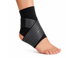 Enkelbrace - Verstelbare Enkelbandage met Neopreen - Enkelsteun voor Sport en Dagelijks Gebruik - Comfortabele Voetbrace voor Enkelondersteuning - Geschikt voor Dames en Heren - One Size - Zwart