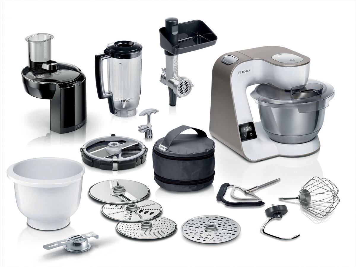 Bosch - MUM5XL74 - Serie 4 Keukenmachine met weegschaal en timer MUM 5 1000 W Wit, Champagne MUM5XL74