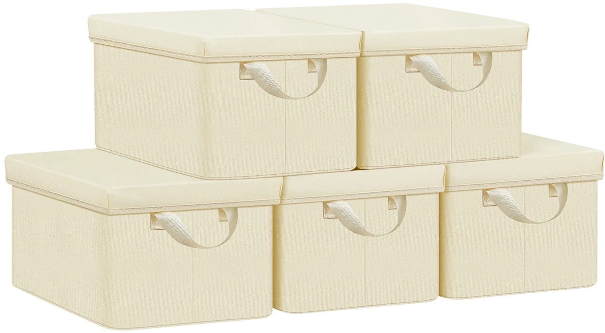 Klarven® Opbergboxen met Deksel 48x20x29cm(27l) uks set van 3 - Opvouwbare Opbergbox Kleding - Set van 3, Groot Opslagvermogen, Stofdicht - B 43 x H 26 x D 33 cm