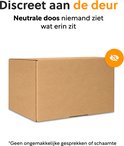 Bruine kartonnen doos, gesloten, voor discrete verzending.