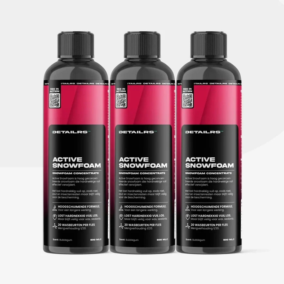 Detailrs Active Snowfoam 3-Pack - Snow Foam Shampoo - Snowfoam Auto - Pre Wash Auto - Shampoo Voor Auto - Auto Wassen - 1.5L