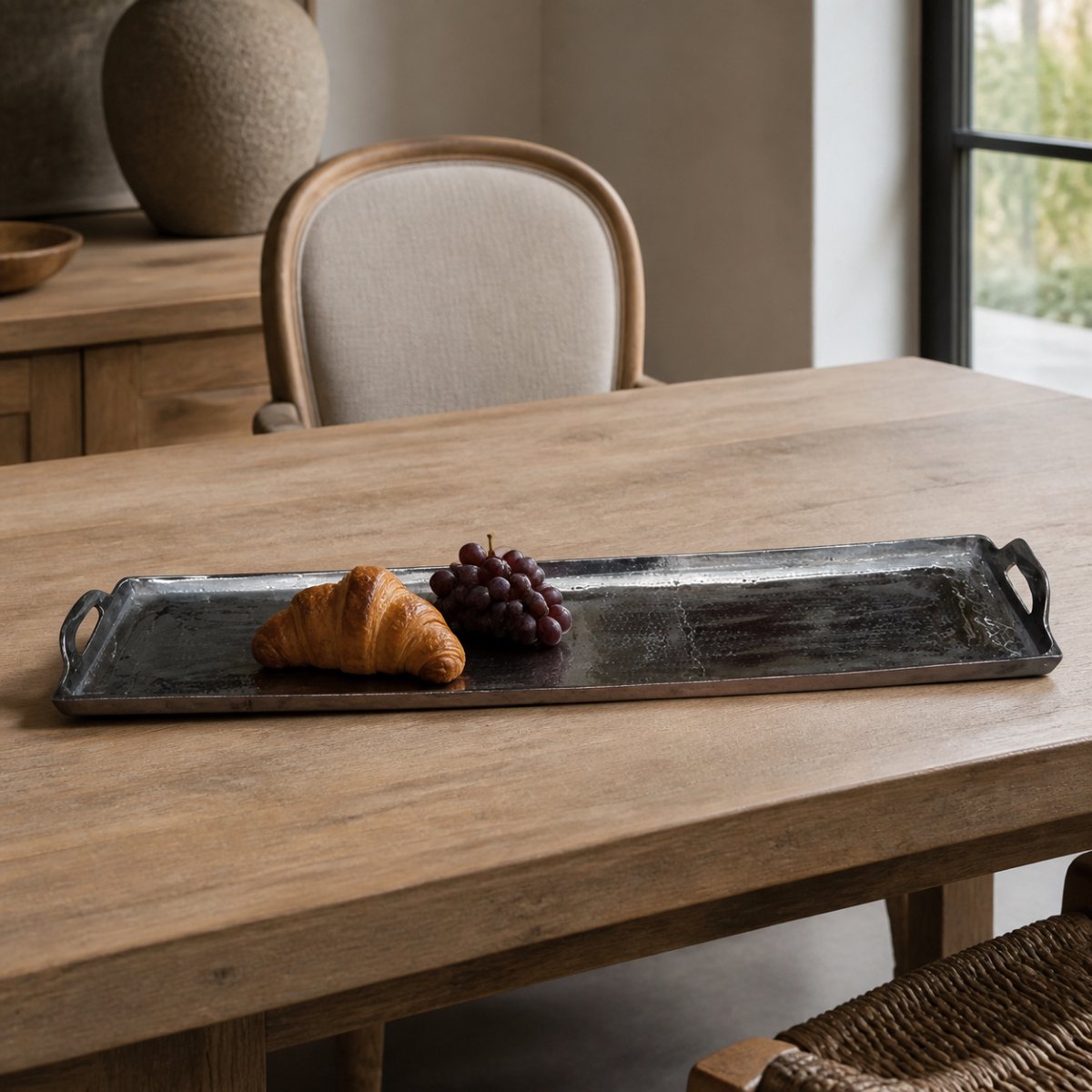 Hoppa! - Dienblad - Langwerpig met Handgrepen - Nikkel - 100 x 100 x 6 (B x D x H)
