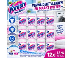 Vanish Oxi Action - Vlekkenverwijderaar Poeder - Zonder Bleek - Witte Was - 1.5 Kg - Voordeelverpakking - 12 stuks