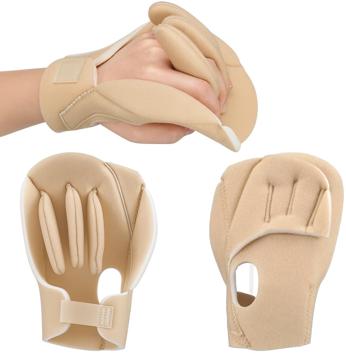 2-delige set-Zachte schuimrubberen handpalmbeschermer-Krimpschuim gewatteerde beschermende handschoenen-Handpalmbescherming-Met vingerscheider-Geschikt voor ouderen met een beperking aan de linkerhand na een beroerte om hun vingers te ondersteunen