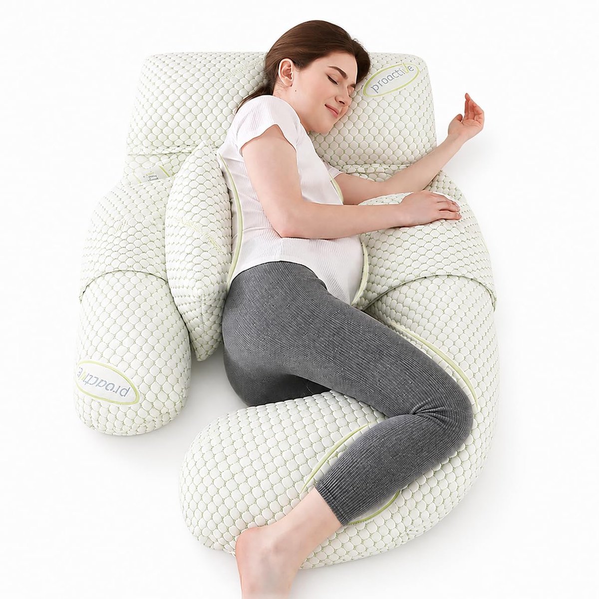 Zwangerschapskussen - Ergonomisch Zijslaperkussen & Voedingskussen - Voor buik, rug en benen - Met wasbare hoes - 180 cm