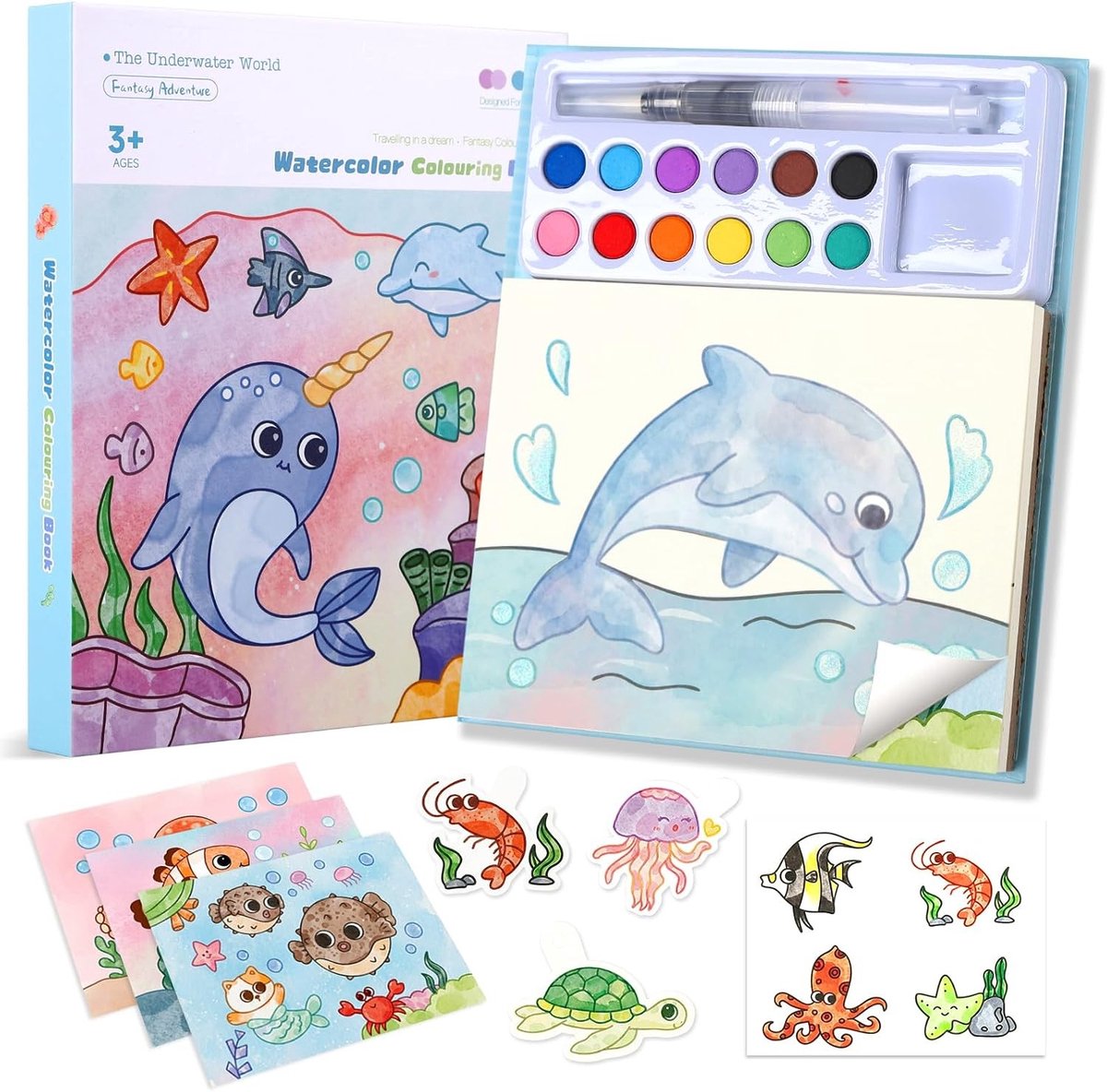 Creatief Waterverfboek voor Peuters en Kinderen van 3 tot 8 Jaar - Ontdek de Oceanen en Dieren