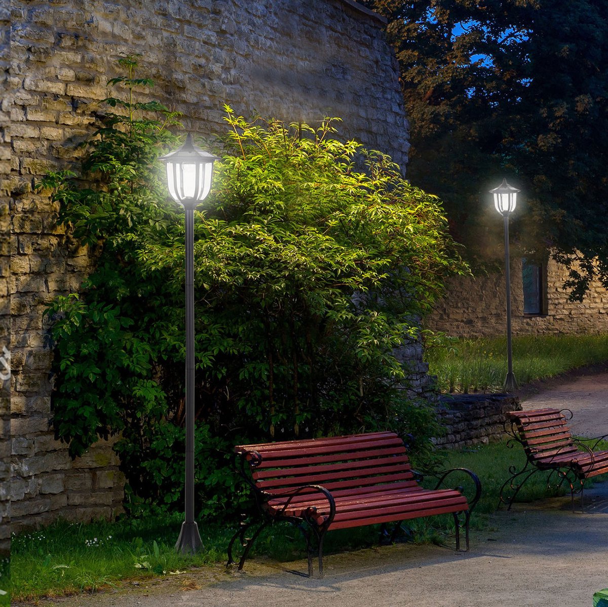MODFU - Solar Tuinlantaarn - 6 LED - Zwart - IP44 - Ø26,5 X H177 Cm