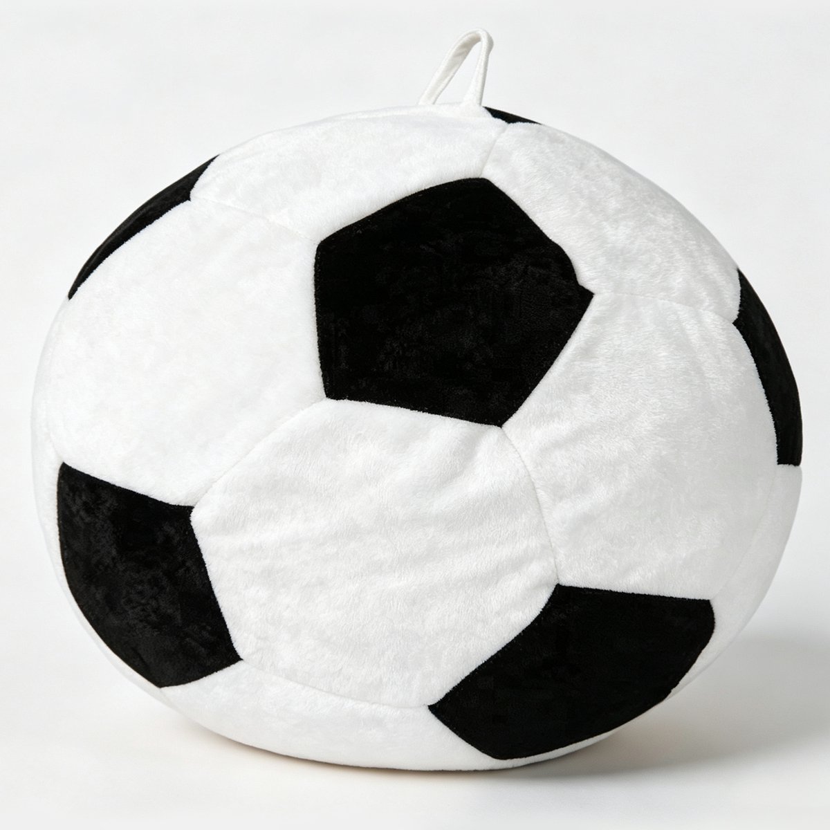 Grote voetbalvormige bonenzakstoel, met veelkleurig stiksel, grote bonenzakzitplaats, comfortabele relaxte luie sofa voor slaapkamer, woonkamer, leeshoek, binnenzitstoel voor vrije tijd voor volwassenen en tieners- zwart/wit