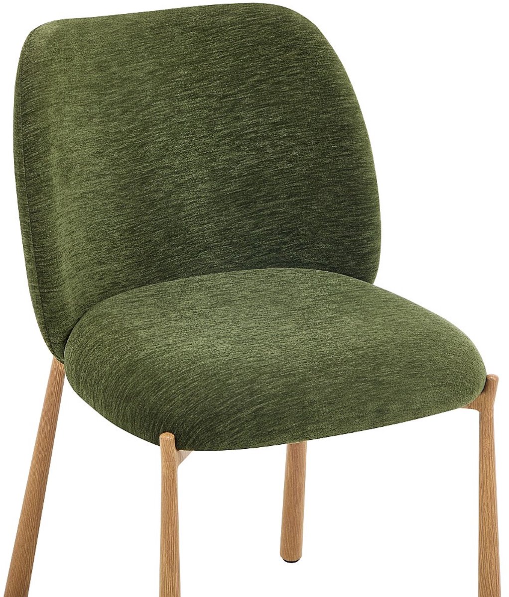 Vente-unique Set van 2 stoelen in gestructureerd stof en Metaal met houteffect - Groen JIZAK