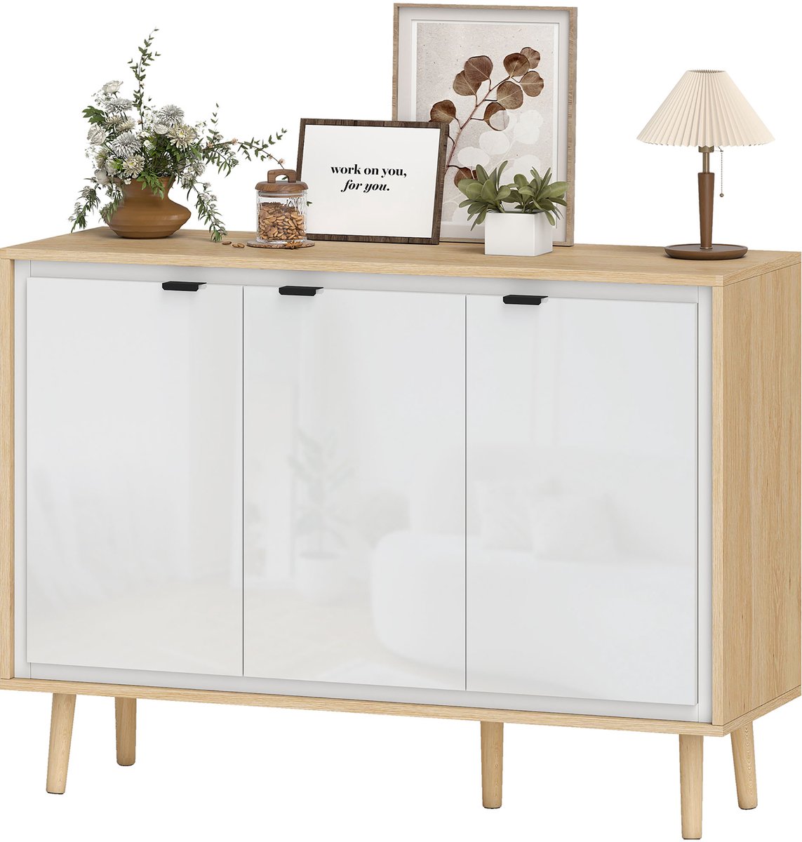 HOMCOM Dressoir - Spaanplaat - 107x35x77cm - Wit