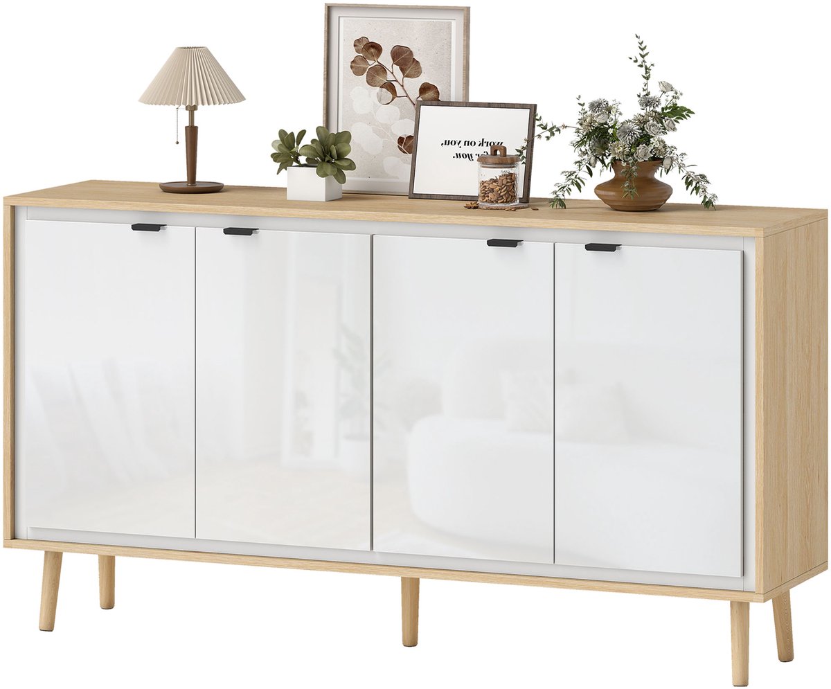 HOMCOM Dressoir - Spaanplaat - 141x35x77cm - Wit