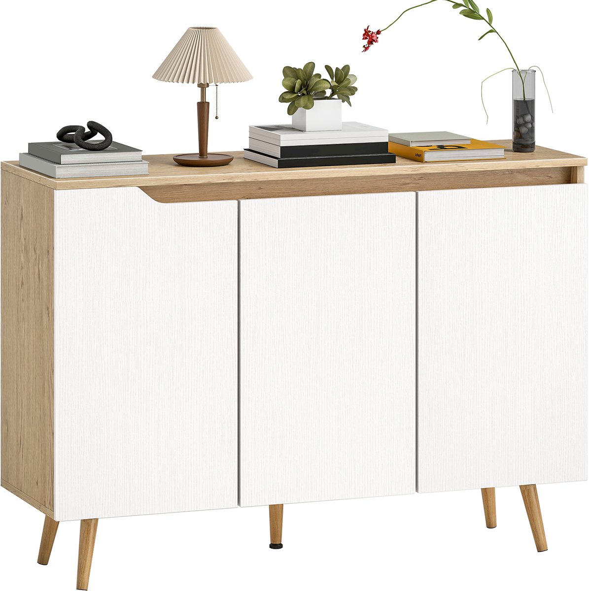 HOMCOM Dressoir - Spaanplaat - 107x35x76,5cm - Eikenhout