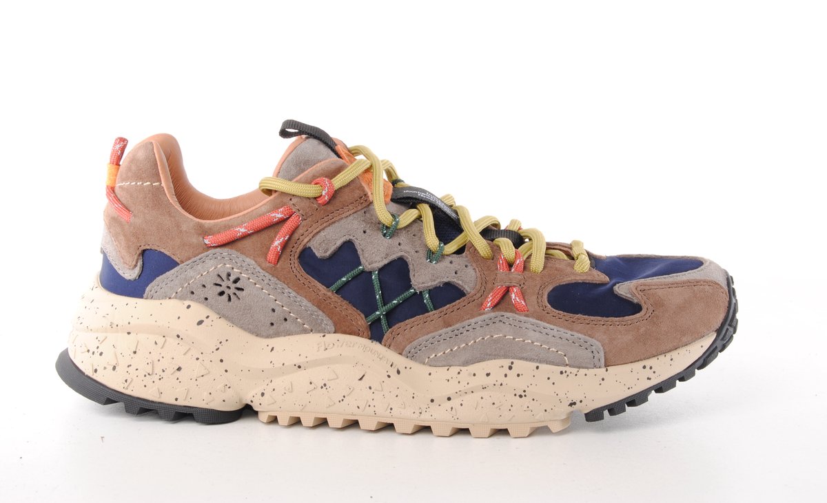 Flower Mountain heren sneaker Yamabushi suède en textiel bruin grijs blauw