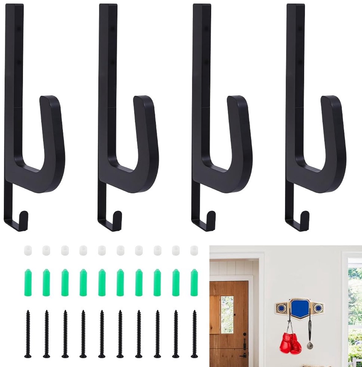 Elzusha - Set van 4 Houten Wandhouders voor Kampioenschapsriemen