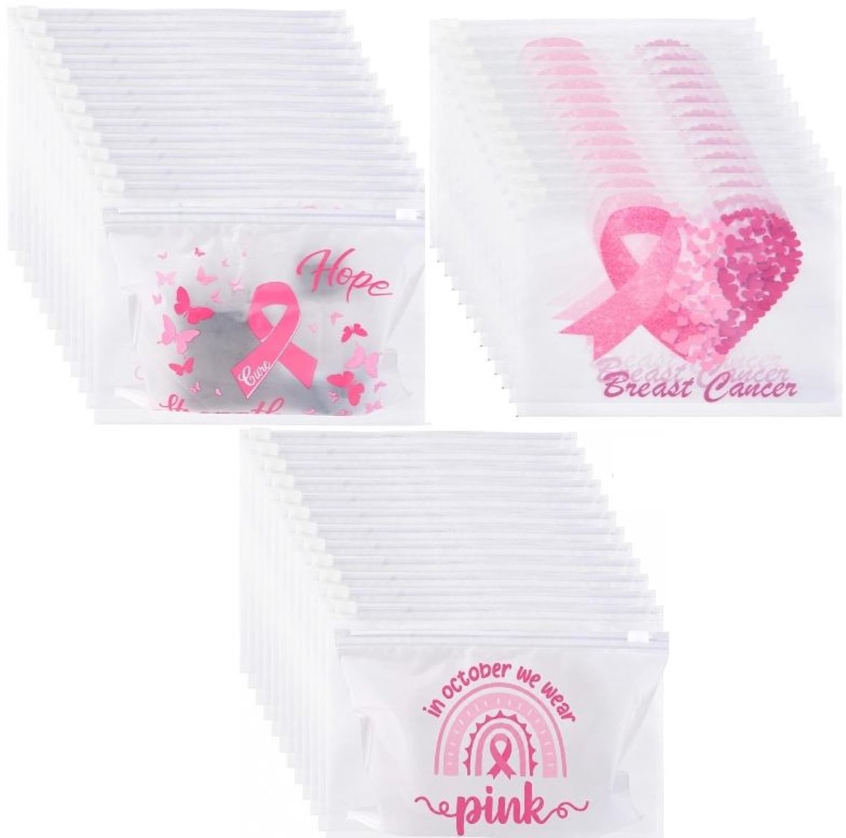 Elzusha - 60 Roze Zakjes met Ritssluiting en Inspirerende Patronen
