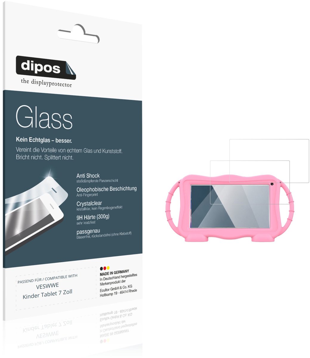 dipos – 2x Pantserfolie geschikt voor VESWWE Kinder Tablet 7 Inch | 9H Screenprotector