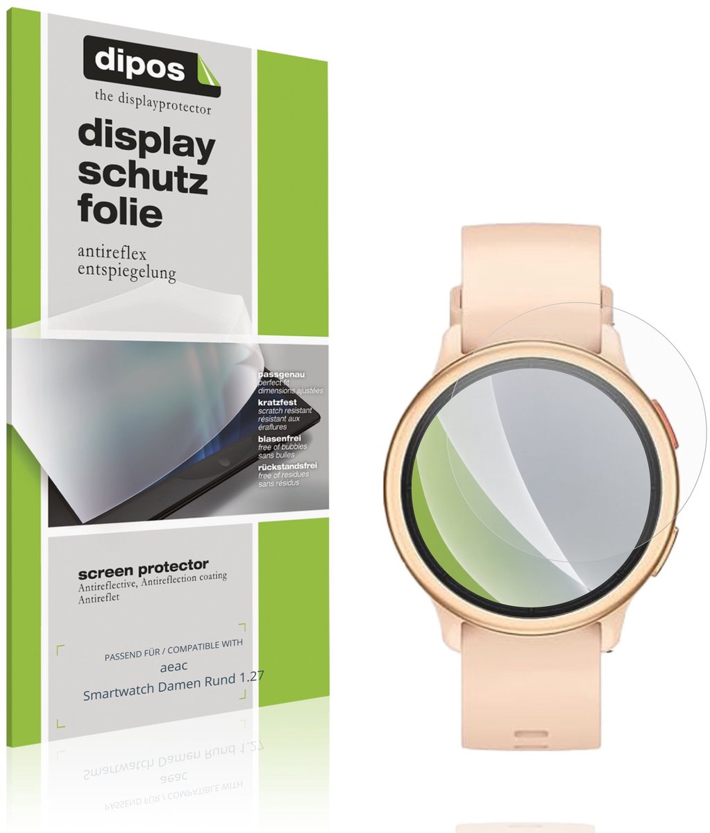 dipos – 6x Matte Beschermfolie geschikt voor aeac Smartwatch Damen Rund 1.27 | Krasbestendige & antireflecterende Screenprotector Ultra-Thin