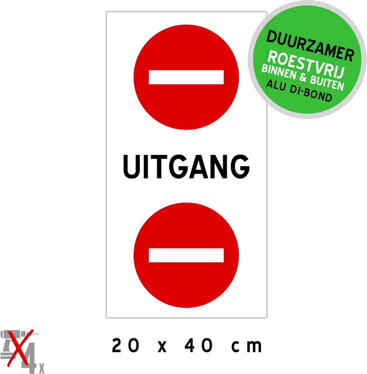 Pictogram/ bord | C1 verbodsbord - "Uitgang" | 20 x 40 cm | Geen toegang | Eenrichtingstraat | Parkeerplaats | Uitgang | Parking | Sterk materiaal | Metaal | Roestvrij | 1 stuk